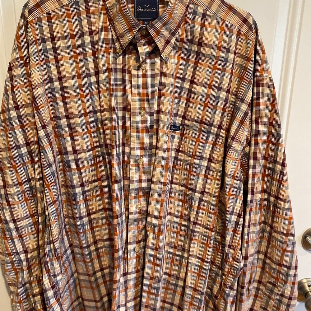 Faconnable Mens Brown & Orange Mens Button down long sleeve